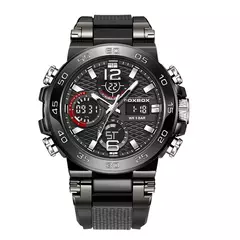 Imagem do LIGE-Relógio de pulso impermeável LCD Dual Display masculino, relógios esportivos, despertador, militar, quartzo, novo, 50m
