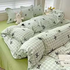 Imagem do Conjunto de cama rosa sólida sem enchimento, capa de edredão, folha plana, fronha, queen size completa, casa do hotel, roupa de cama macia, moda