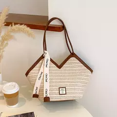 Saco de praia palha de verão, bolsa de ombro de grande capacidade, textura high-end, versátil, elegante, tote, novo 2020 na internet