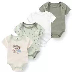Macacão de algodão estampado para recém-nascidos, macacão manga curta, roupas de bebê menino e menina, 0-12m, 4 peças, verão - Wolf Magazine