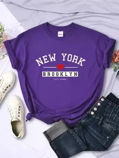 New York Brooklyn City Vibes Carta T-Shirt Mulheres Verão Casual Colheita Top Street Cool Tee Shirt Moda O-Neck Sport T Shirts