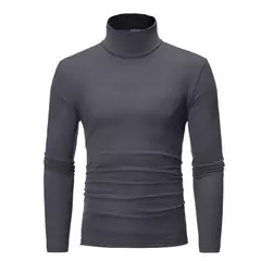 Gola alta masculina malha suéteres de algodão, pulôveres finos, roupas de escritório, tops masculinos, monocromáticos, vinho tinto - loja online