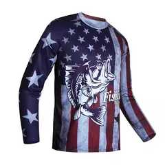 Camisa de pesca masculina manga longa, roupa com protetor solar ao ar livre, camisas casuais estampadas em peixe anti-UV, verão 2024 - comprar online