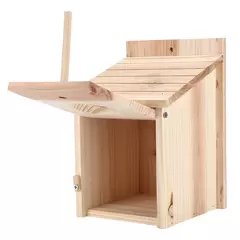 Birdhouse de madeira ao ar livre com haste permanente, Natural e seguro Breeding Box, DIY - loja online