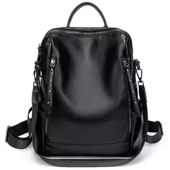 Mochila de couro genuíno para mulheres, mochila de viagem mochilas escolares de alta qualidade, bolsa de ombro casual, nova moda, 2023
