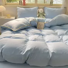 Nordic Minimalista Estilo Duvet Cover Set, Quilt Bedding Set, Grey Strip Bed, 4 peças, Home Luxury Sheets - comprar online