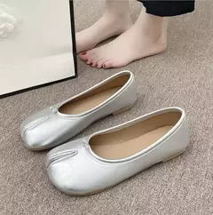 Mocassins de couro aconchegantes estilo japonês para mulheres, sapatilha de bailarina feminina, casco dividido, ninja tabi flats, Mary Jeans, sapato mocasines