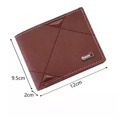 Carteira de couro sintético curta bifold masculina, titular do cartão de identificação de crédito bolsa billfold, Business Slim Clutch, monocromática - Wolf Magazine