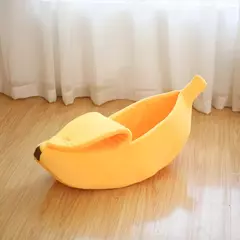 Cama para animais de estimação em formato de banana, tapete confortável para ninho de gato, almofada de inverno, quente, macio, engraçado, saco de dormir para gatinhos, acessórios fofos e aconchegantes para cães - comprar online