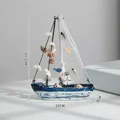Modelo de barco a vela de madeira estilo mediterrâneo, artesanato ornamentos, acessórios de decoração para casa, decoração da sala, presentes 19cm na internet