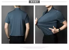 Imagem do Camisa de spandex fina de manga comprida masculina, manga curta, elástica alta