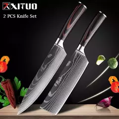 XITUO-Laser Damasco Padrão Facas de Cozinha Set, Faca Chef, Ultra-Sharp, Santoku, Cutelo, Corte, Utilidade, Fruta, 1-10pcs