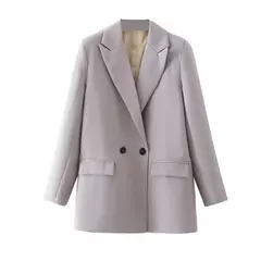TRAF-Blazer de trespassado feminino, gola entalhada, manga comprida, chique, senhora do escritório, casaco vintage, casacos femininos, tops elegantes, moda - loja online