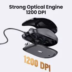 UGREEN-USB Mouse com fio com design ergonômico, 1200 DPI, 3 botões para laptops e PCs - Wolf Magazine