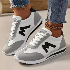 Tênis de cabeça redonda feminino, tênis leves, respirável, com renda cruzada, boca profunda, casual, versátil, designer - Wolf Magazine