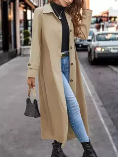 Trench coat de Natal para mulheres, casaco de manga comprida com botões, lapela solta, roupas ao ar livre, moda, outono e inverno, 2024 na internet