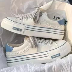 Imagem do Chunky Platform Canvas Shoes para mulheres, treinadores ao ar livre, tênis casuais para meninas, aumento de altura, treinamento