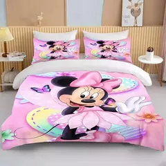 Minnie Mickey Mouse cama conjunto para meninas, capa de edredão, gêmeo, rainha, rei, desenhos animados, capa macia, 2 fronhas, 3 pcs - comprar online