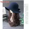 Chapéu de lã de bowknot vintage feminino, Fedoras para senhoras, cúpula de feltro para casamento Igreja Jazz, boné feminino elegante, outono e inverno