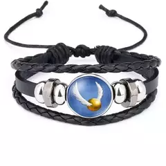 Imagem do Harri potter pulseiras de couro com contas brinquedos hogwarts slytherin grifinória distintivo pomo mortos da morte 93/4 pulseira presentes brinquedos