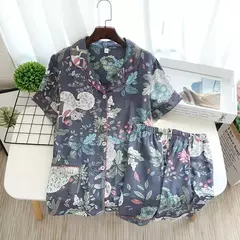 Imagem do Pijama de manga comprida para senhoras, pijamas, pijamas femininos, 100% viscose, plus size, 3XL, novo para primavera e verão