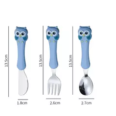 Imagem do Talheres portáteis de aço inoxidável para crianças, Spoon Forks Box Utensílios de alimentação do bebê Conjunto de talheres para bebês, 3pcs