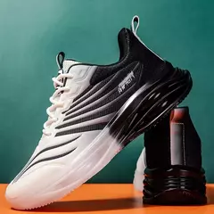 Imagem do Altura de sola grossa masculina aumentando tênis, calçados esportivos, respirável, antiderrapante, casual, corrida, malha, andar
