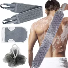 Back Scrubber Bath Glove Set, Escova de chuveiro, Esfoliante Scrub, Esponja Loofah, Remoção de pele morta, Ferramentas de banho, 3Pcs Set