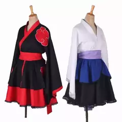 Lolita anime vestido para mulher cosplay traje akatsuki quimono, vestido de empregada uchiha sasuke roupas terno estilos