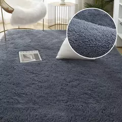 Imagem do Tapete cinzento para sala de estar tapete de pelúcia cama quarto piso tapetes macios anti-deslizamento decoração da casa tapetes de veludo macio cobertor do quarto dos miúdos