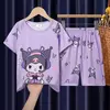 Conjunto de pijama infantil, roupa de manga curta, roupão, roupas para mães e filhos, meninos e meninas velhos, roupas de casa, verão