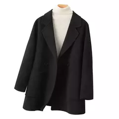 Caingle clássico estilo comum casaco feminino 100% lã pura reversível casaco de lã solto terno jaqueta topo moda grande bolso - comprar online