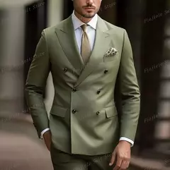 Verde militar masculino negócios formal ocasião smoking noivo padrinho festa de casamento baile terno masculino 2 peça conjunto blazer calças - loja online