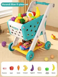 Imagem do Grande carrinho de compras de supermercado para crianças, carrinho para crianças, brinquedos Push Car, simulação de frutas, comida, presentes de aniversário, novo