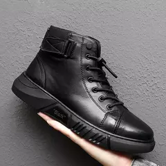 Botas de tornozelo preto homens couro pu sapatos casuais para homens outono conforto plataforma botas de pele inverno botas de trabajo hombre na internet
