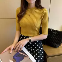 Imagem do Blusa feminina de malha manga curta, blusa feminina, pulôveres de malha, E525, 2022