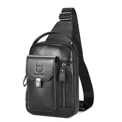 BULLCAPTAIN-Bolsa de Peito de Couro Genuíno Masculina, Bolsa Multifuncional Crossbody, Anti-Roubo, Bolsa Retro para Telefone Móvel, Casual, 7,9";;VERDADEIRO;;"Coffee - Wolf Magazine