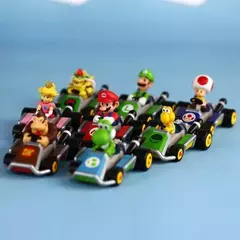 8 pçs/set Super Mario Série Modelo de Carro de Brinquedo Deslizante Carros de Corrida Personagem de Jogo de Desenho Animado Anime Figura KARTING Coletando Brinquedos Presentes - Wolf Magazine