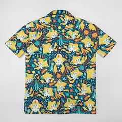 Camiseta havaiana masculina de manga curta, estampa de ovelha 3D, roupas de praia soltas, camisas grandes, verão