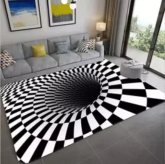 3D Vortex Ilusão Tapete para Sala de Estar, Decorações Home, Sofá Mesa Tapetes Grande Área, Bedside Foot Mat Quarto, Não-Slip Capacho - comprar online