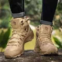 Imagem do Botas de couro antiderrapante ao ar livre para homens, botas de deserto respiráveis, botas confortáveis, sapatos de trabalho, inverno