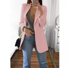 Terno casual slim fit feminino com pescoço polo, casaco temperado, moda europeia e americana, casaco de lã primavera e outono, 2024 - loja online