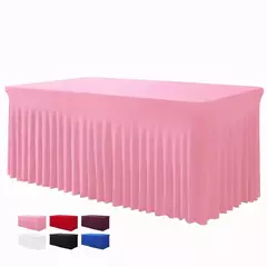 Tampas De Mesa Com Saia, Saias De Mesa Retangular, Tampas De Mesa De Poliéster, Toalha De Mesa Preta, Tampa De Mesa Do Spandex, 6 pés, 6 pés - loja online