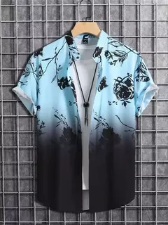 Camisa de praia de manga curta masculina, estampada flores 3D, tops respiráveis, festa ao ar livre, verão, novo, S-5XL, 2022