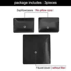 Luxo Satin Duvet Cover Set, conjuntos de cama, seda rica, sedosa, macio, sólido, sem rugas, Sexy Honeymoon, Queen Black Series, 3pcs - loja online