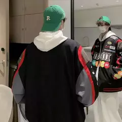 Jaqueta de beisebol M Letter bordada para homens e mulheres, casacos Harajuku, hip-hop, casais estampados, remendo do colégio, jaquetas bomber Y2K - comprar online