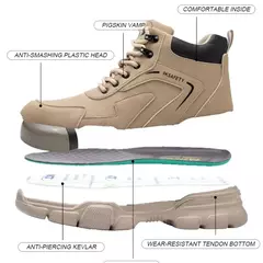 Botas masculinas de aço, botas de segurança de construção indestrutível, sapatos masculinos à prova de perfurações, calçado protetor na internet