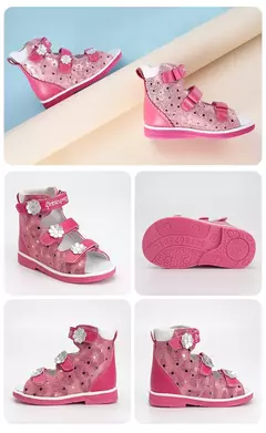Criança Ortopédica Sandálias Princepard Meninas Crianças Sapatos Corretivos com Costas Altas e Tornozelo & Arch Suporte Brilhante Pink Pairing na internet
