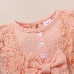 0-18 meses do bebê recém-nascido menina liso macio bodysuit laço queimado manga verão macacão com bandana da criança roupas da menina do bebê - comprar online