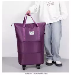 Bagagem expansível roda universal, grande capacidade, separação seca e úmida, leve, saco de armazenamento para viagens e fitness na internet